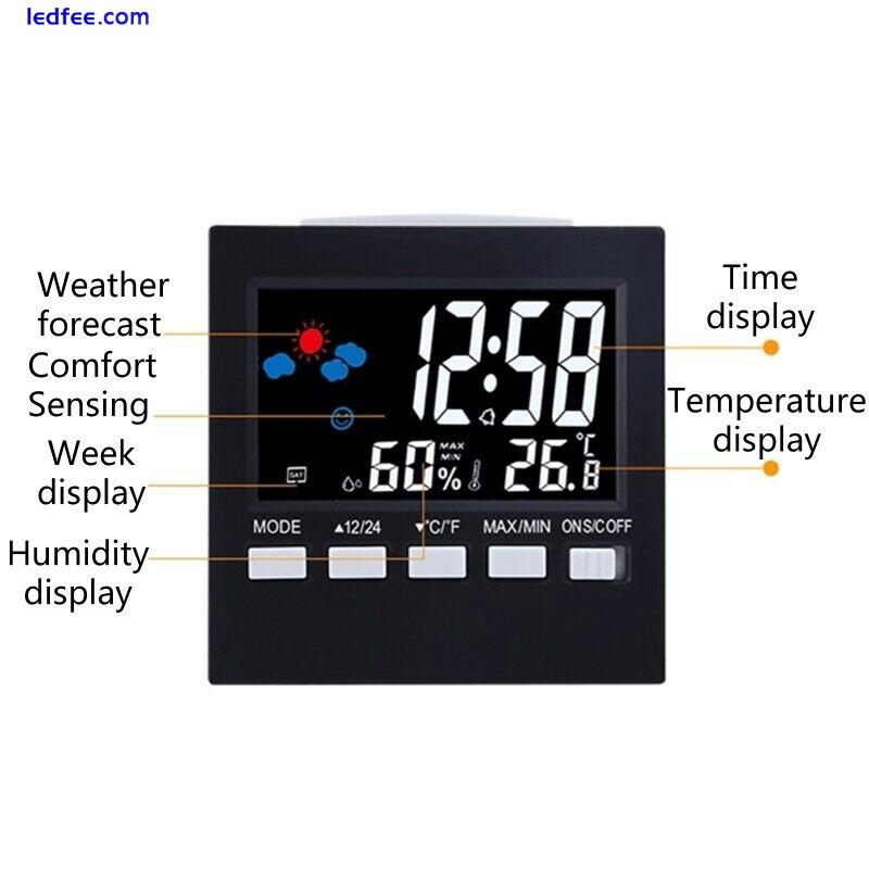 Led Digital Temperature and Humidity Display Clock Color Screen Weather 5 