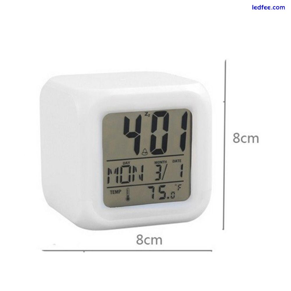 Cube Nightlight Alarm Clock 7 Colors LED Clock Cute Digital Clock  Home Decor 0 