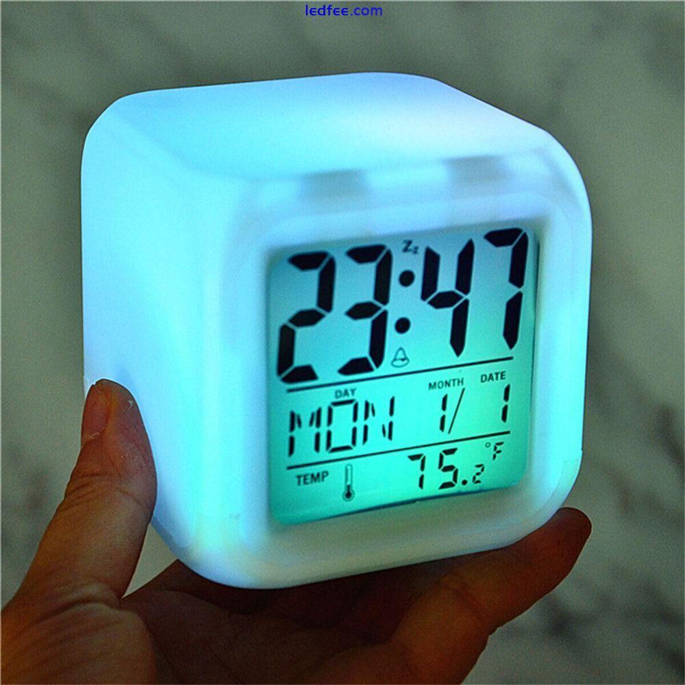 Changing Digital Electronic Clock Bedroom Calendar LED Alarm Clock Night Light 0 