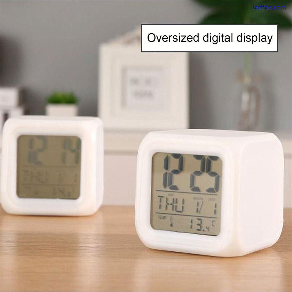 Changing Digital Electronic Clock Bedroom Calendar LED Alarm Clock Night Light 3 