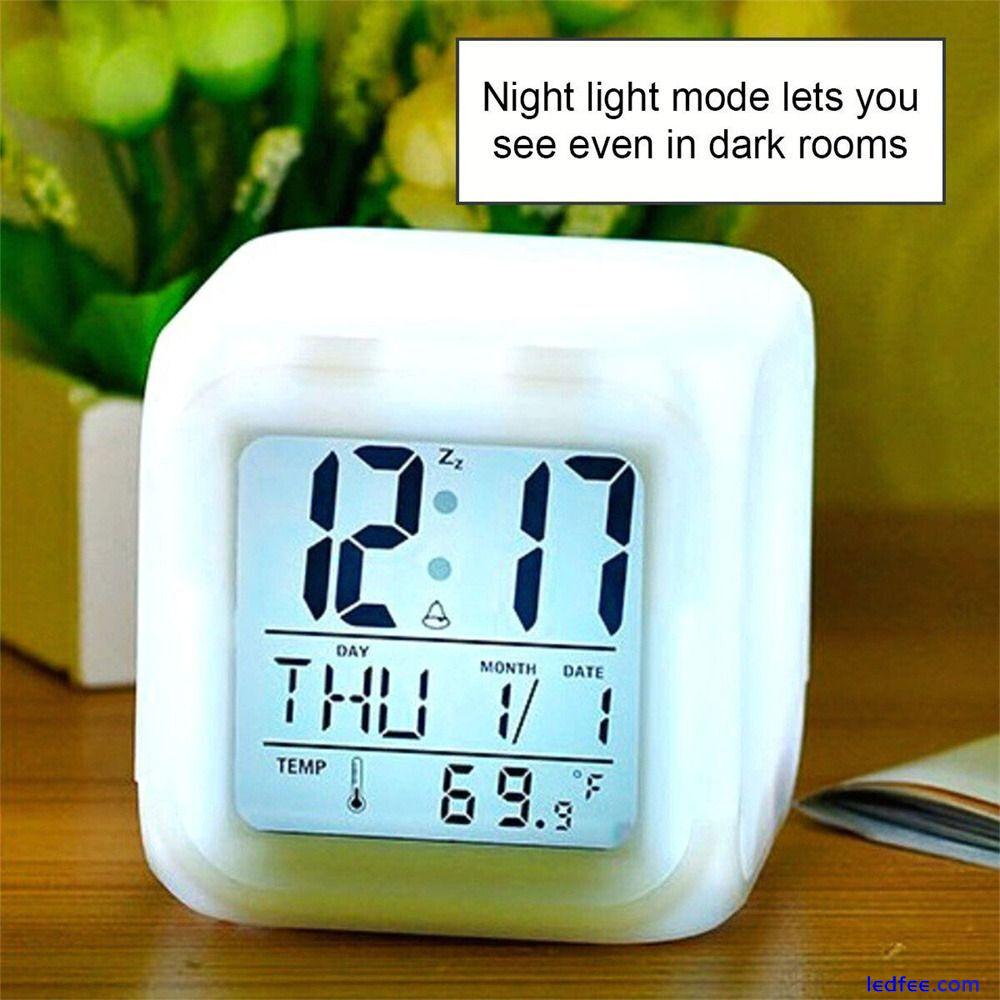 Changing Digital Electronic Clock Bedroom Calendar LED Alarm Clock Night Light 1 