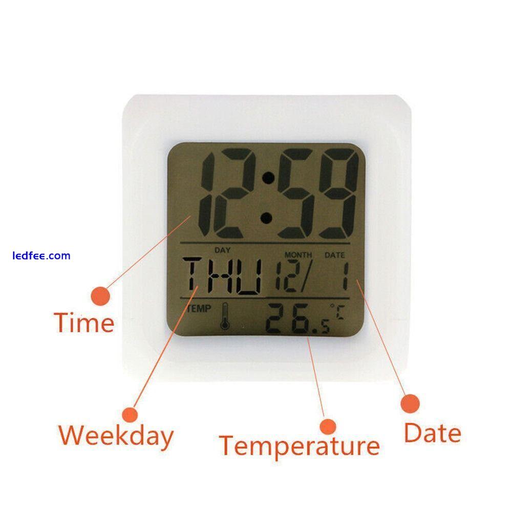 Changing Digital Electronic Clock Bedroom Calendar LED Alarm Clock Night Light 5 