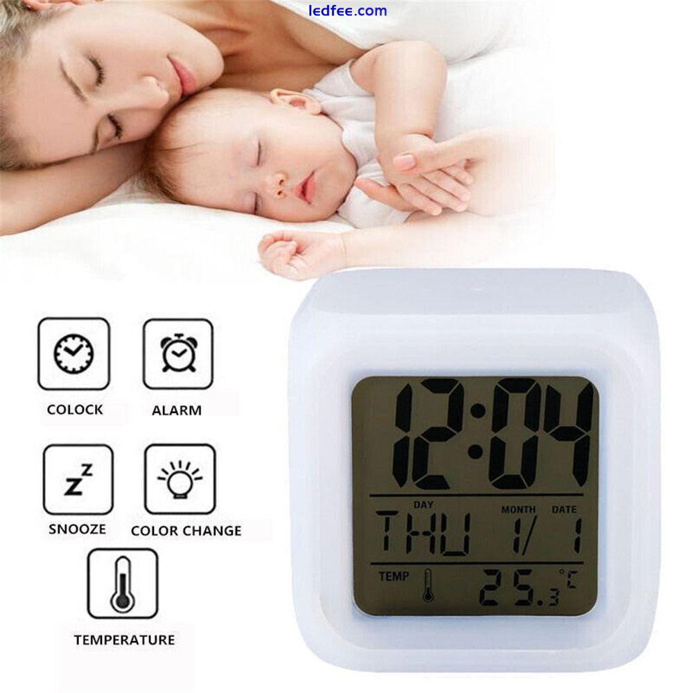 Changing Digital Electronic Clock Bedroom Calendar LED Alarm Clock Night Light 2 