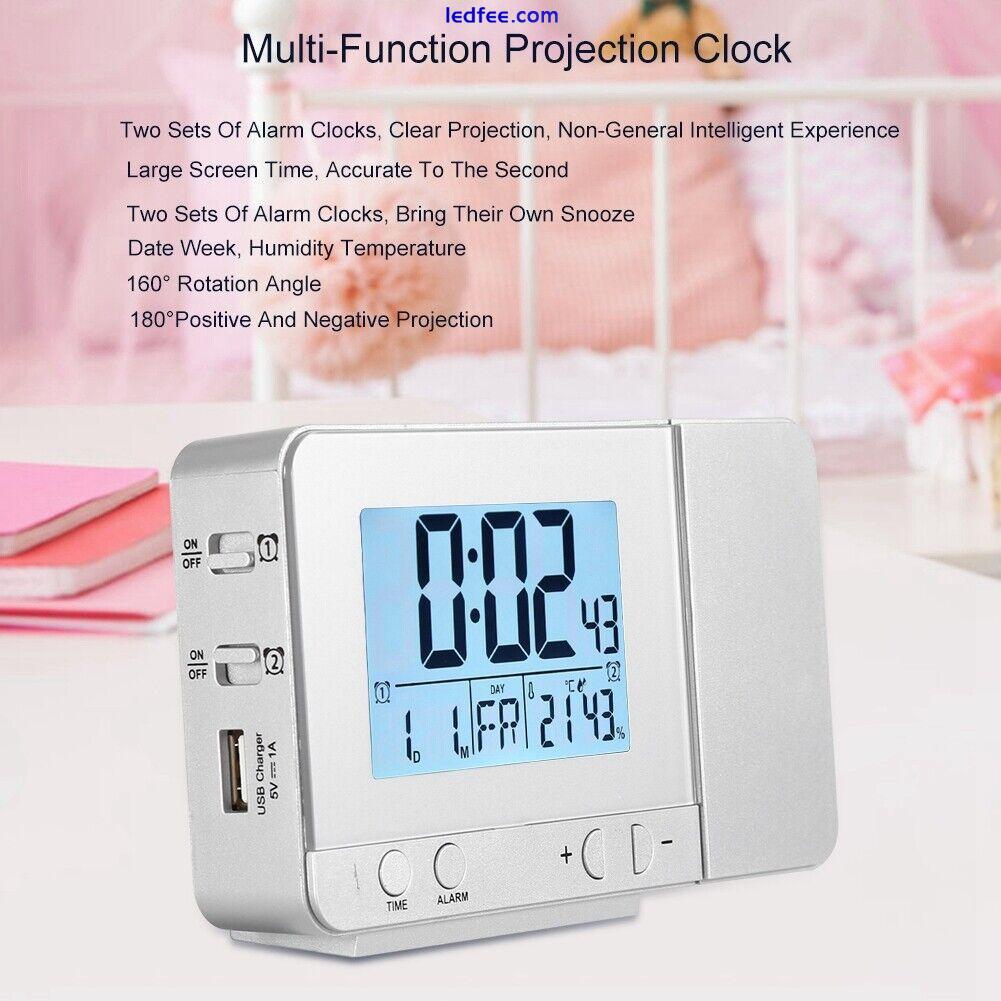 (Silver)LED Multifunction Projection Digital Alarm Clock Temperature CM 2 