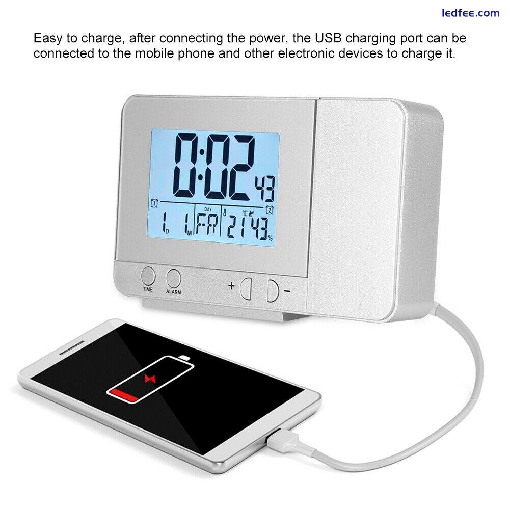 (Silver)LED Multifunction Projection Digital Alarm Clock Temperature CM 0 