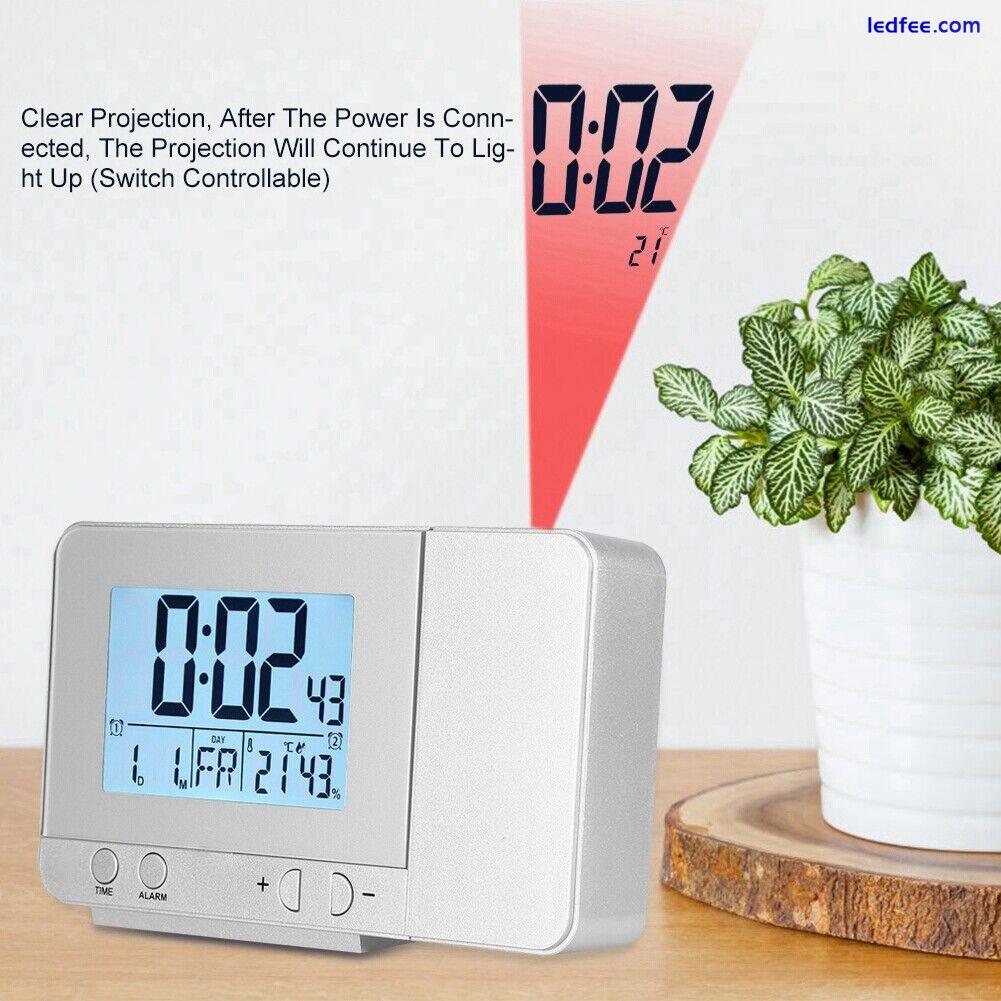 (Silver)LED Multifunction Projection Digital Alarm Clock Temperature CM 3 