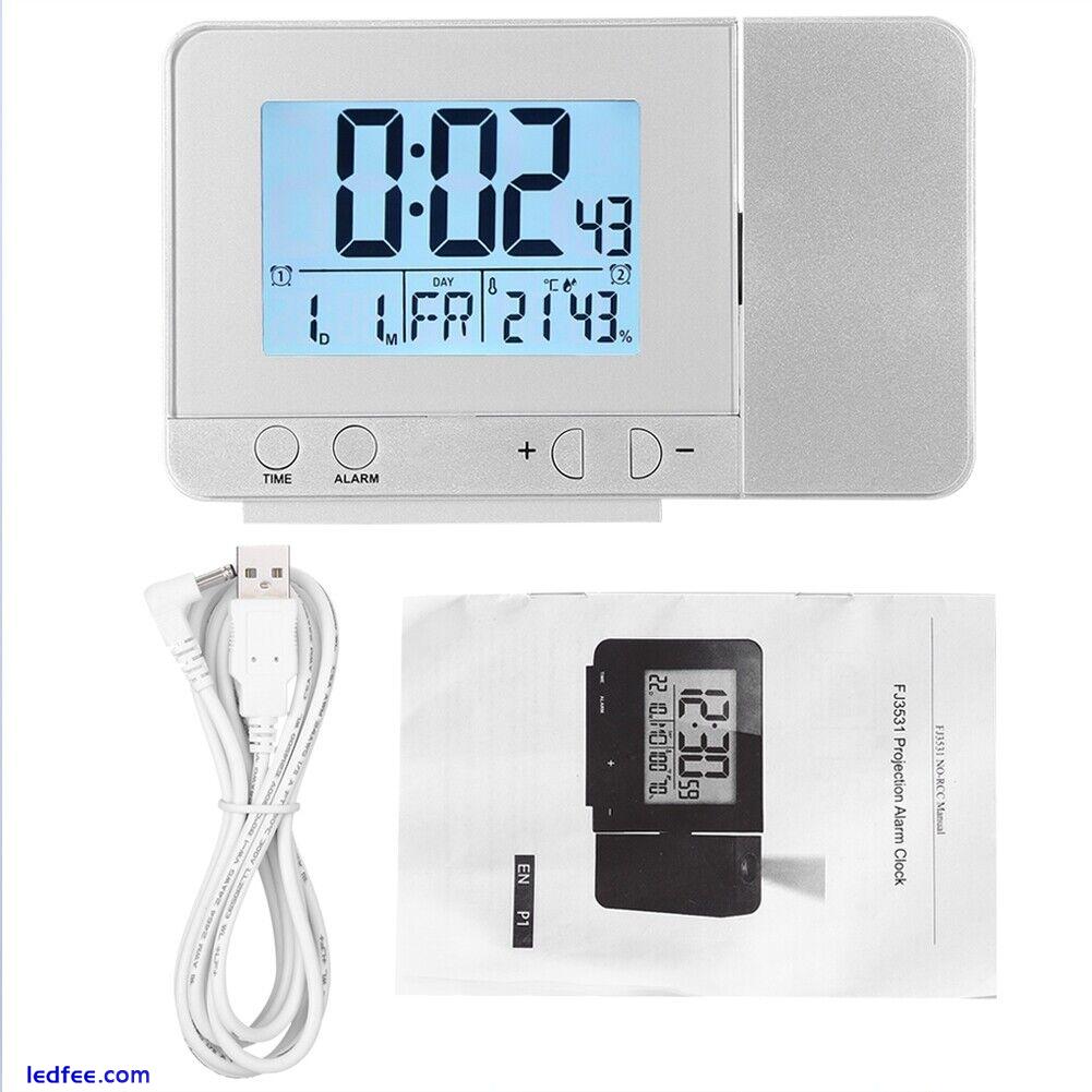 (Silver)LED Multifunction Projection Digital Alarm Clock Temperature CM 4 