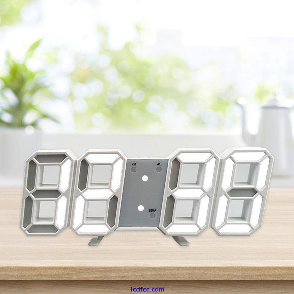 LED Digital Wall Clock Temperature Date Display 3D Desk Alarm Clock Office Home 1 