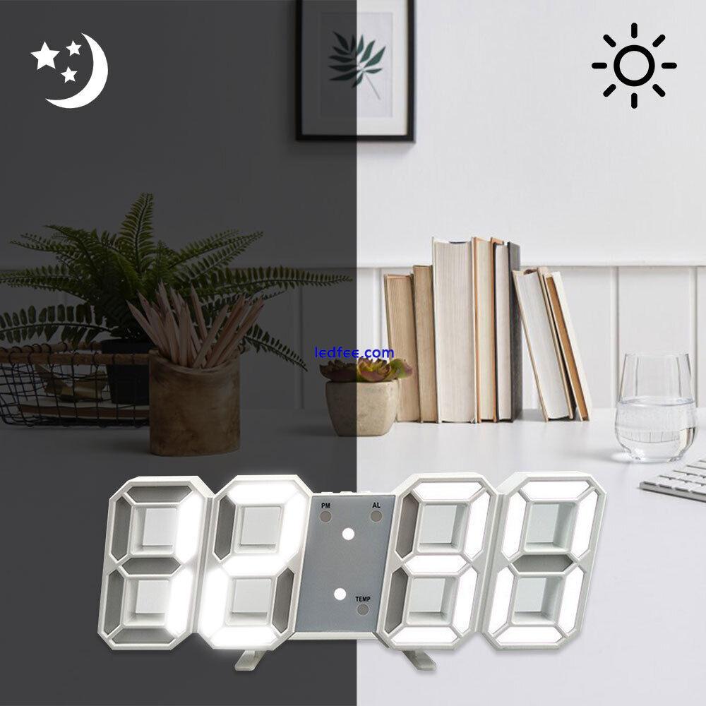 LED Digital Wall Clock Temperature Date Display 3D Desk Alarm Clock Office Home 3 