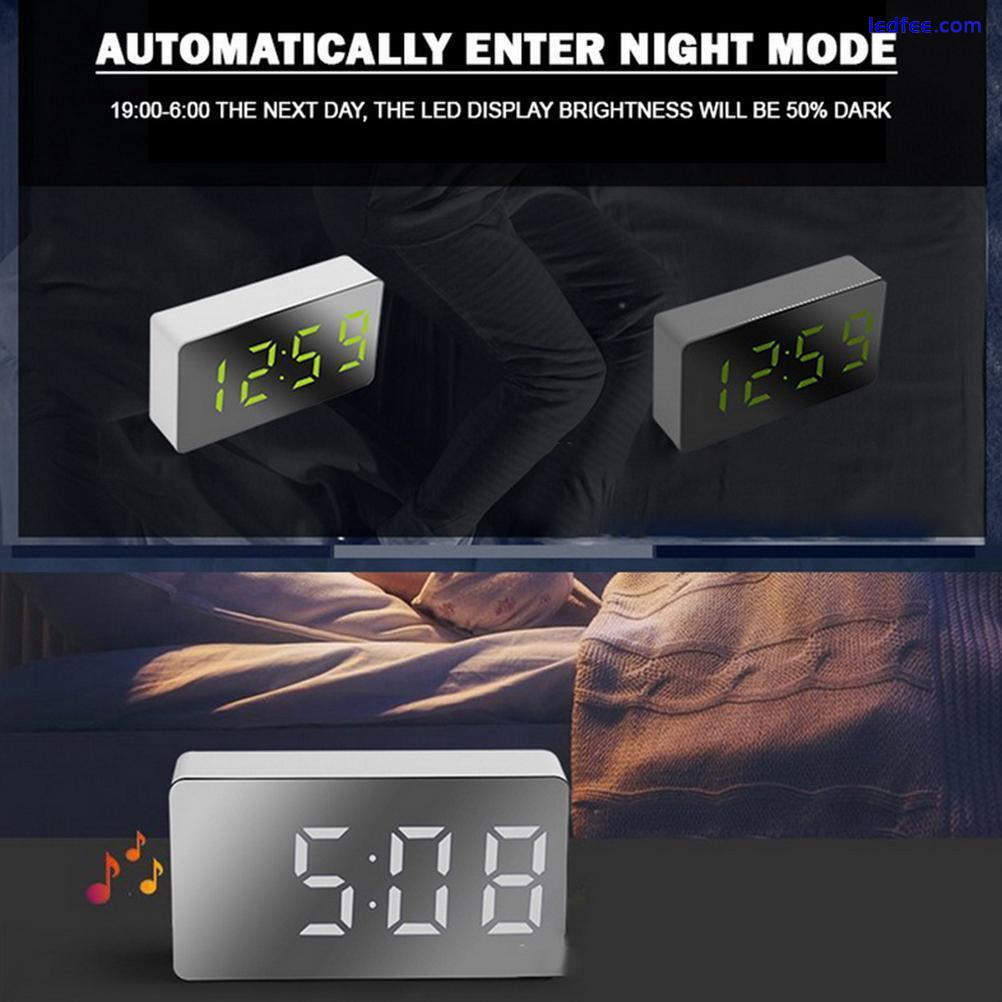 LED Mirror Alarm Clock Multifunctional Mini Electronic Alarm Clock For Bedroo HD 1 