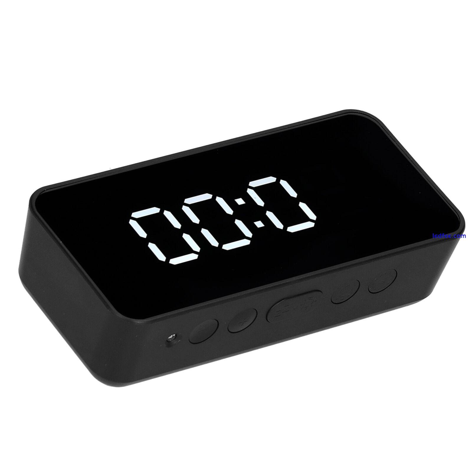 LED Digital Mirror Alarm Clock Temperature Display Light Sensation USB Black TDW 4 