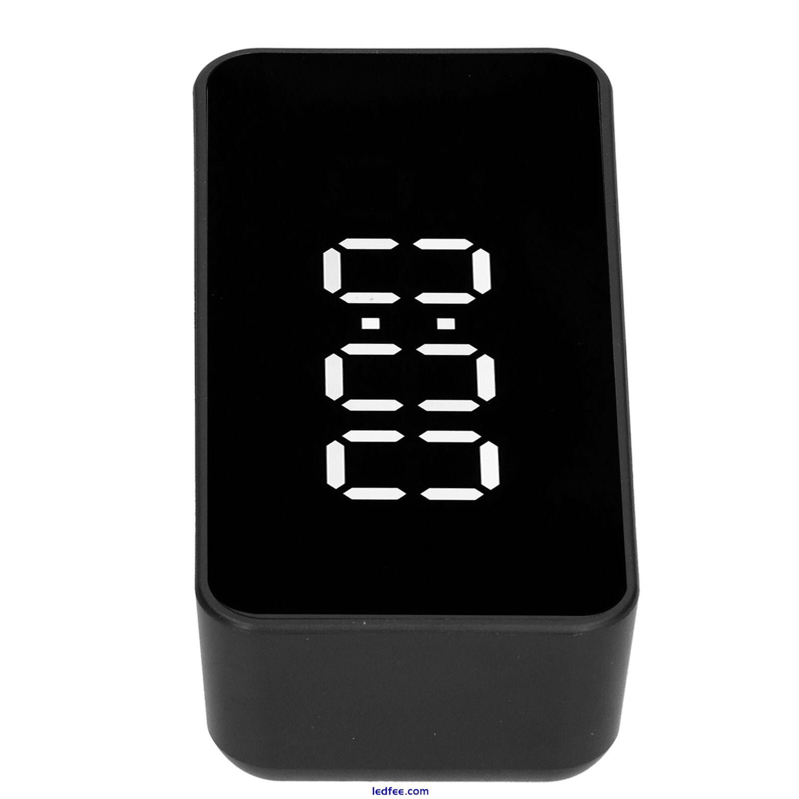 LED Digital Mirror Alarm Clock Temperature Display Light Sensation USB Black TDW 3 
