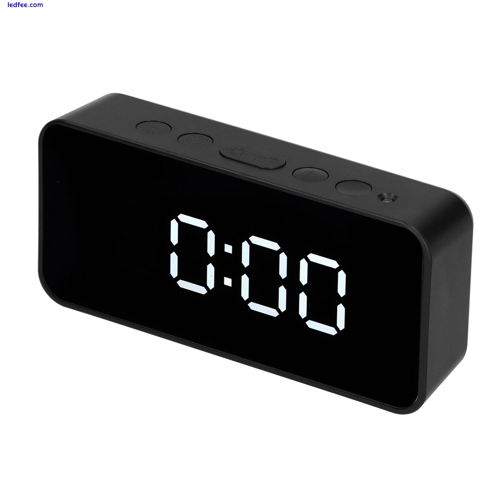 LED Digital Mirror Alarm Clock Temperature Display Light Sensation USB Black TDW 1 