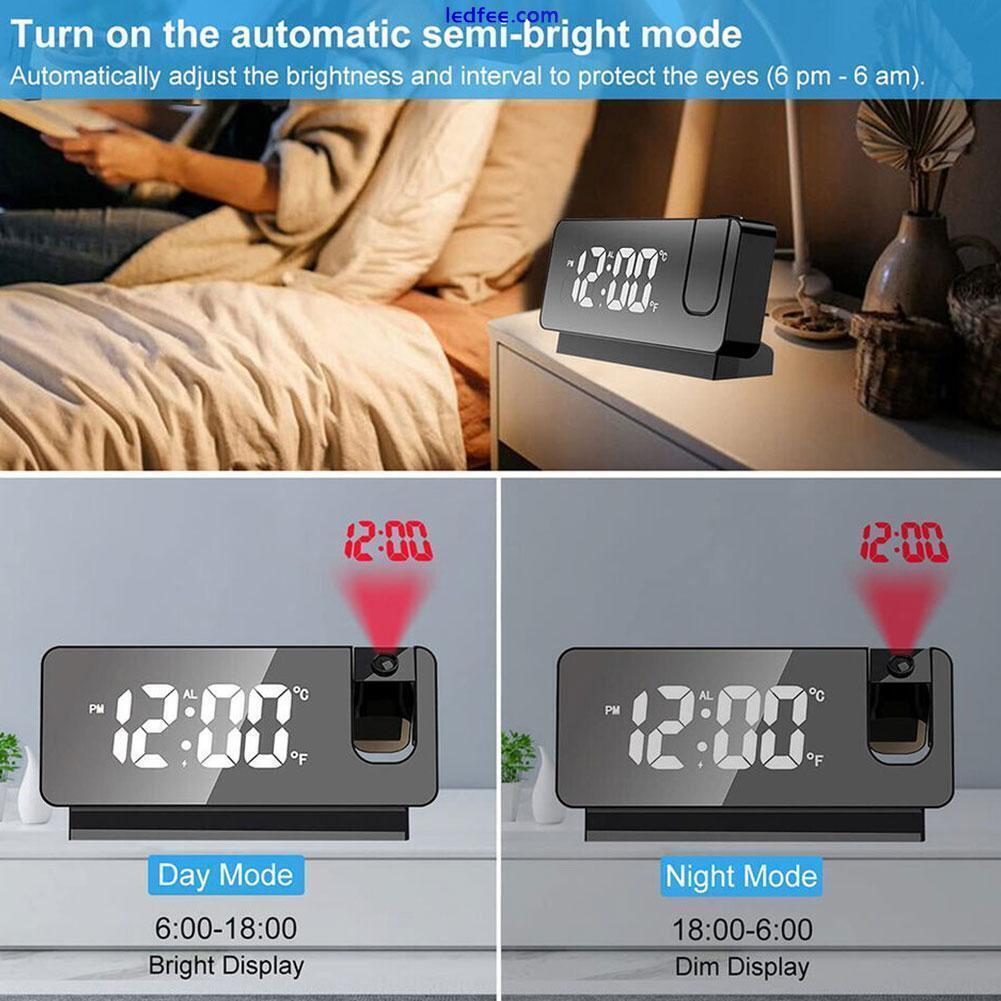 Projection Alarm Clock LED Mirror Screen w/ Time Date Temperature W Display A8V6 2 
