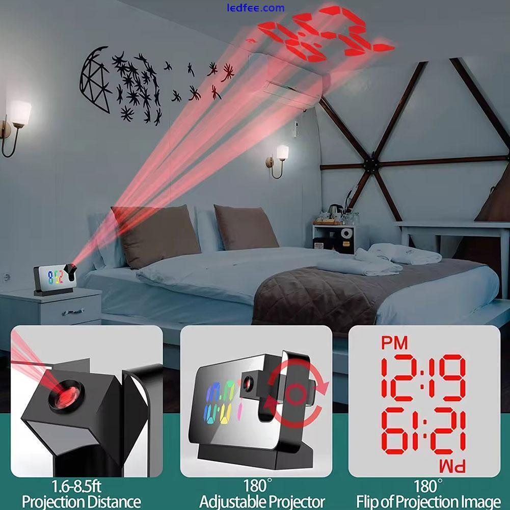 Projection Alarm Clock LED Mirror Screen w/ Time Date Temperature W Display A8V6 1 