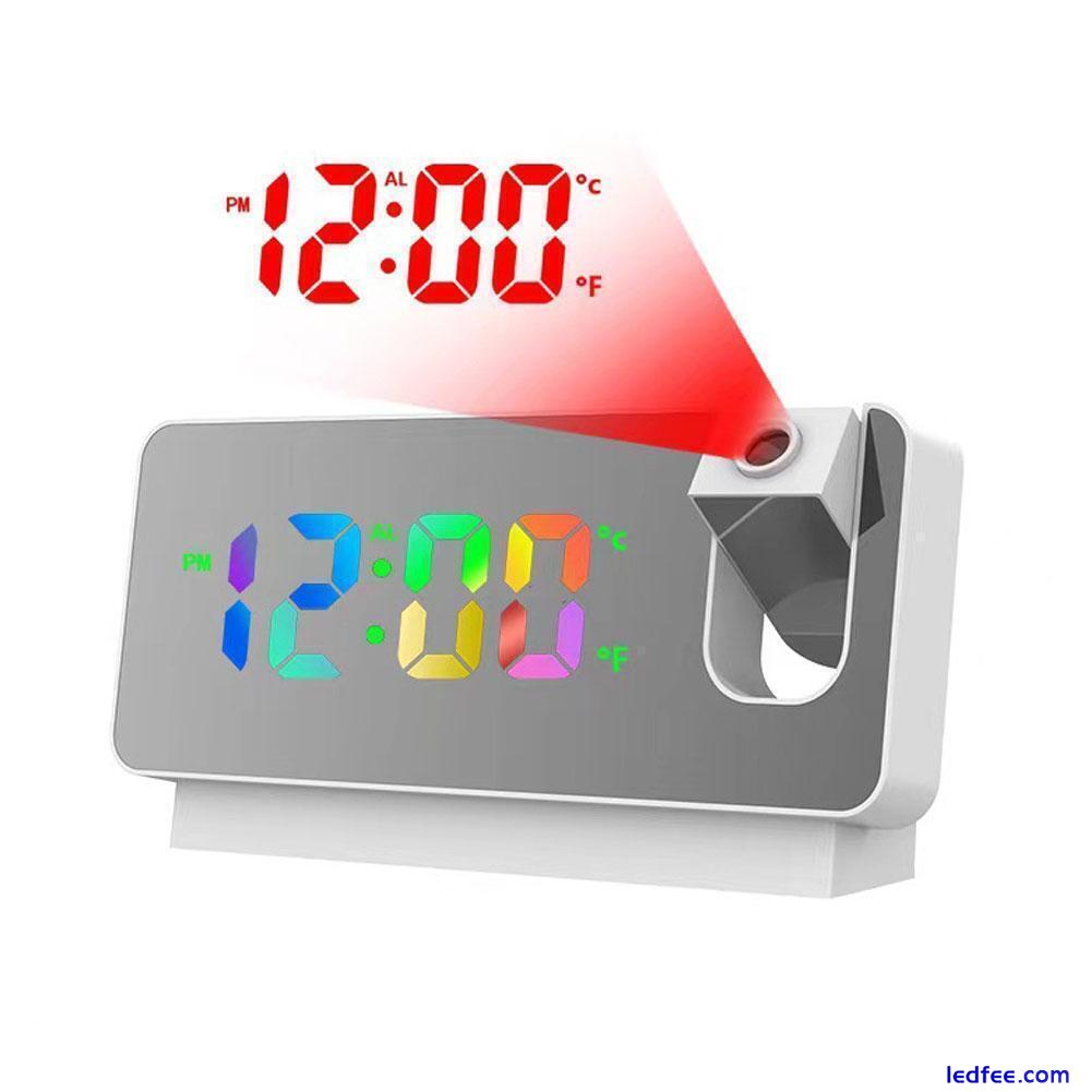 Projection Alarm Clock LED Mirror Screen w/ Time Date Temperature W Display A8V6 0 