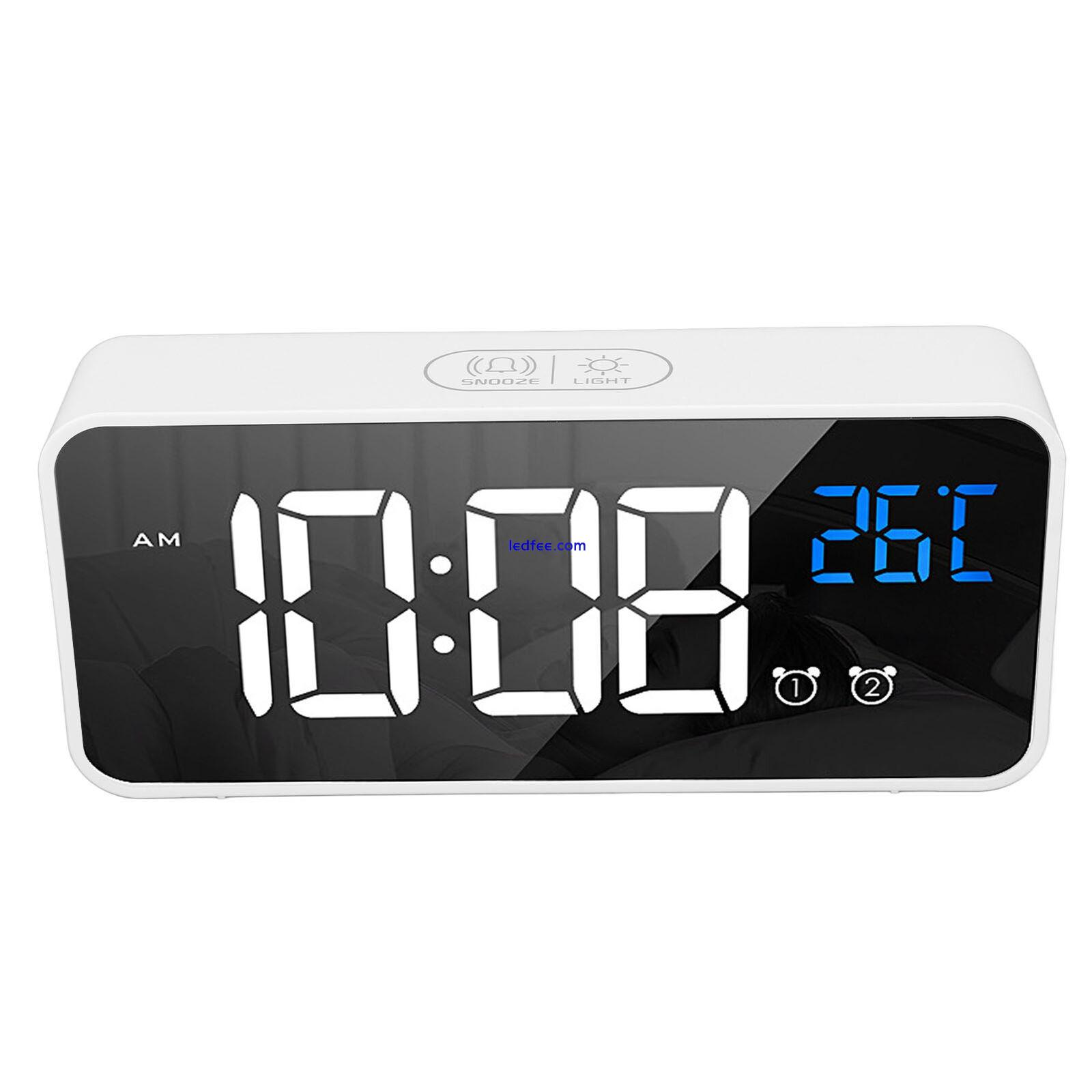 Bedrooms Mirror LED Alarm Clock Rechargeable Voice Activated Clock White TDW 0 