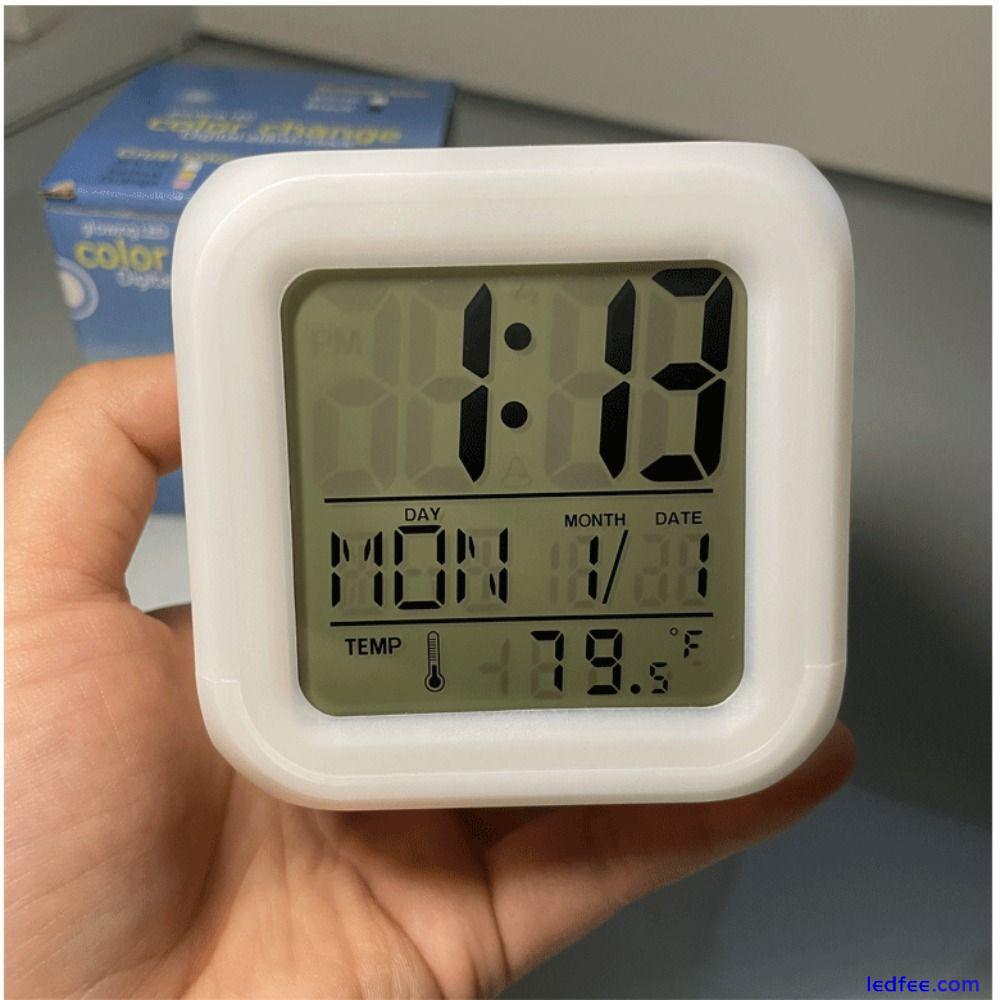 Cube Nightlight Alarm Clock 7 Colors LED Clock Digital Clock  Home Decor 3 