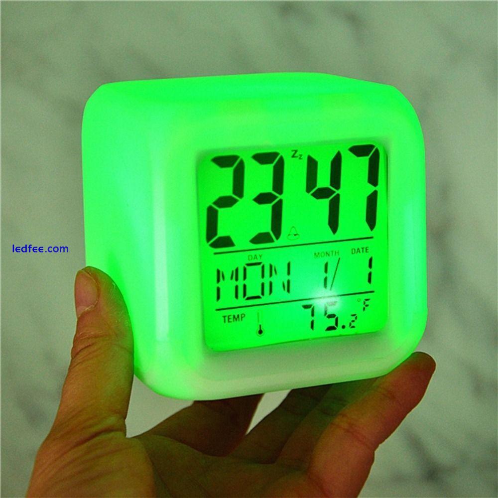 Cube Nightlight Alarm Clock 7 Colors LED Clock Digital Clock  Home Decor 5 