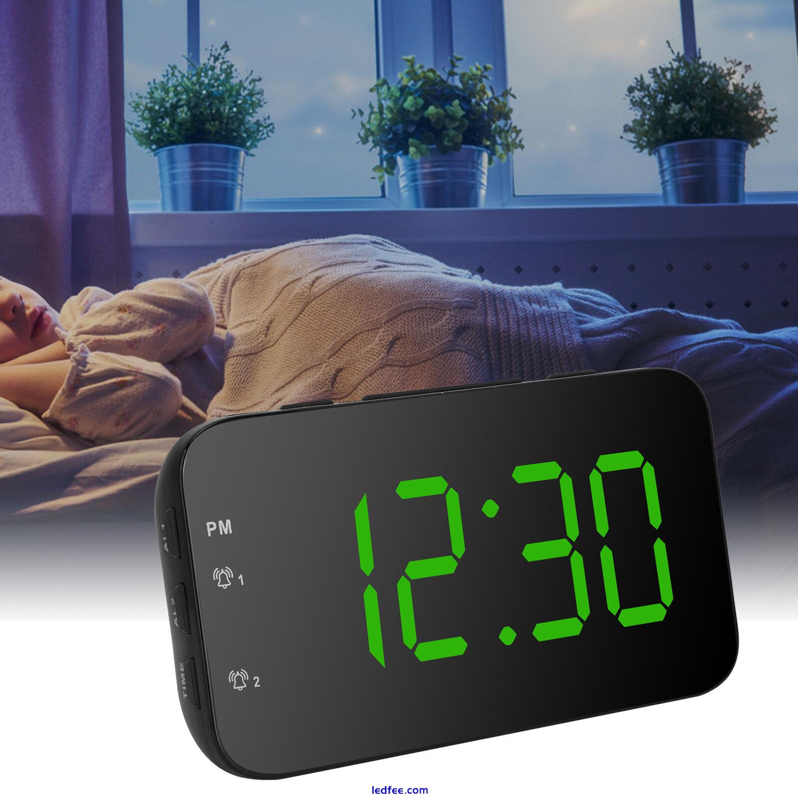 LED Digital Alarm Clock Desk Clock With Snooze Bedroom Clock Green 0 