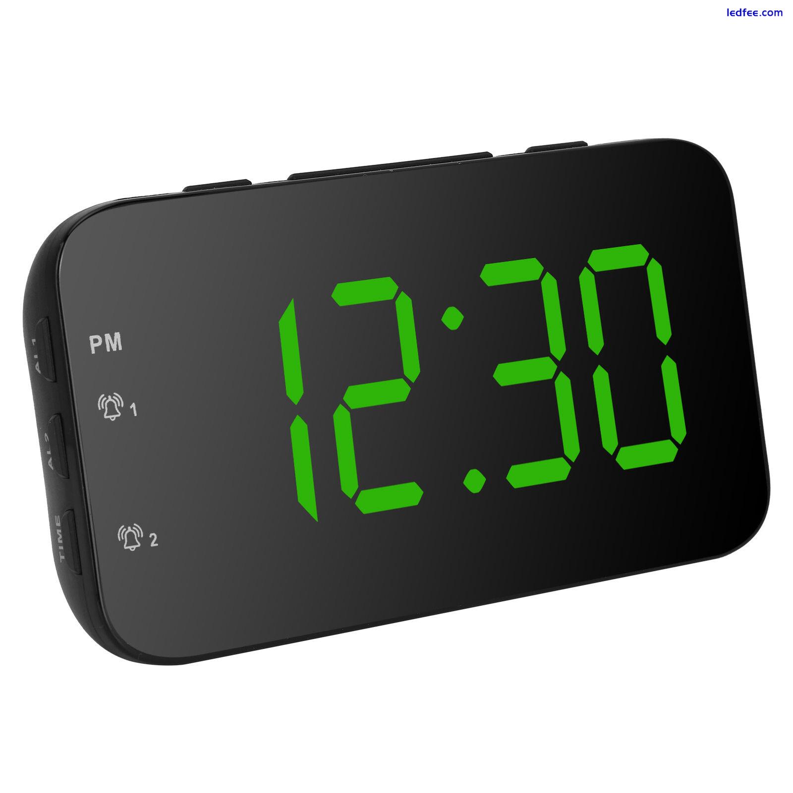 LED Digital Alarm Clock Desk Clock With Snooze Bedroom Clock Green 2 