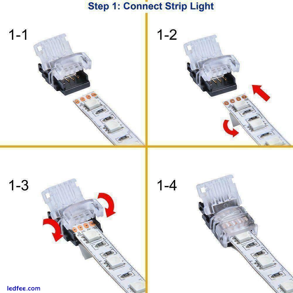 WIRE TO STRIP CONNECTOR CLIP LED 8mm 10mm RGB-W 2Pin 3Pin 4Pin 5Pin PCB ADAPTER 3 