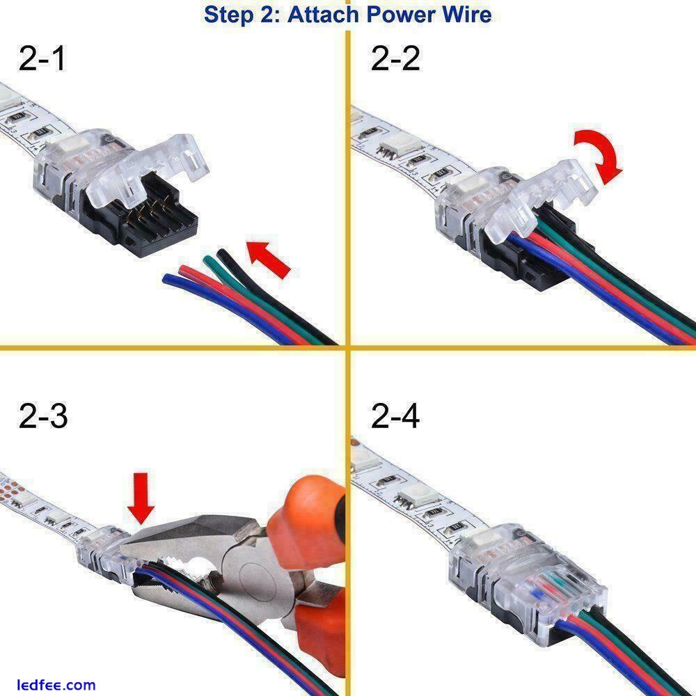 WIRE TO STRIP CONNECTOR CLIP LED 8mm 10mm RGB-W 2Pin 3Pin 4Pin 5Pin PCB ADAPTER 4 