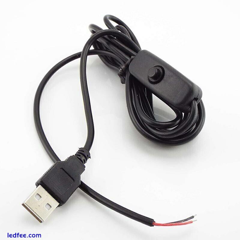 LED Light Strip USB Connector Cable with On/Off Adapter 2m Power Extension Wire 3 