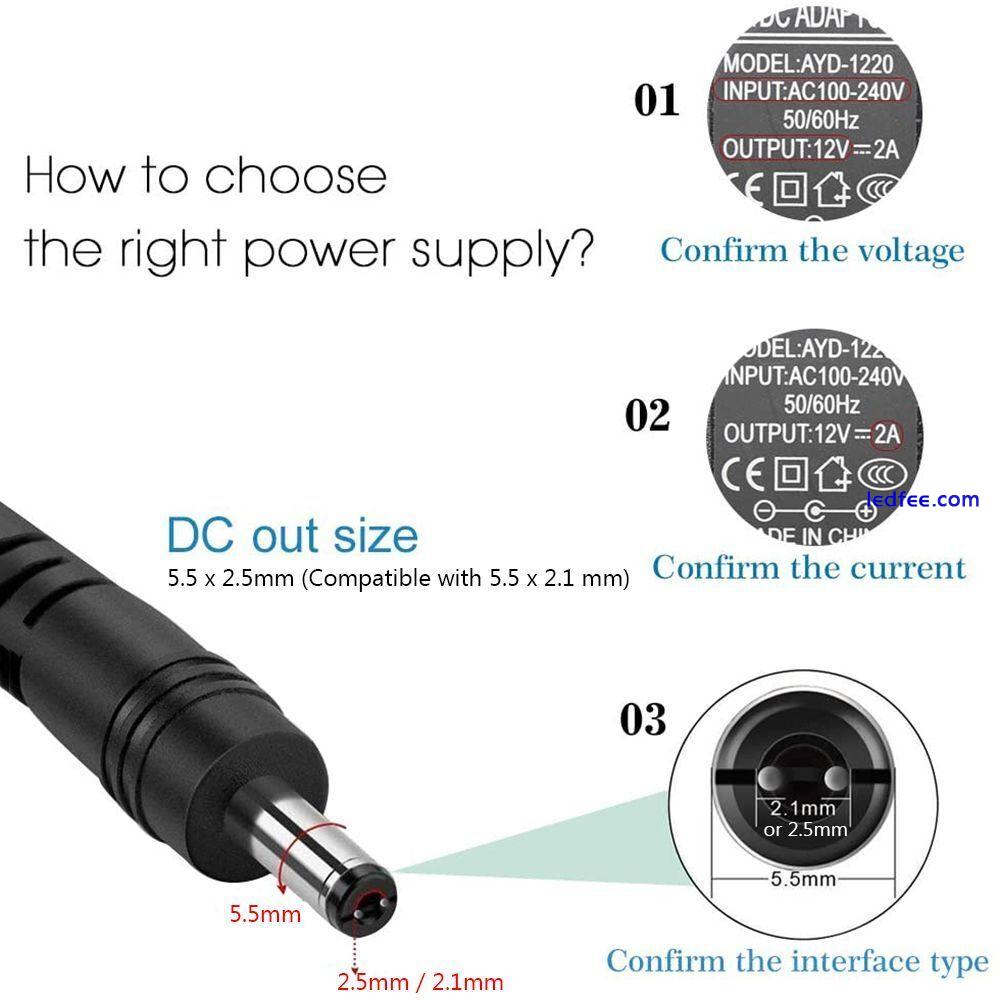 5V 12V 1A 2A 3A 100-240V LED Strip Charger Power Supply UK Plug AC/DC Adapter 1 