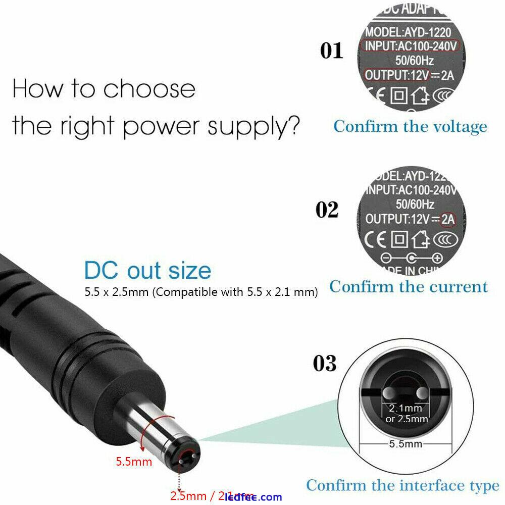 PSU 2A 12V DC Power Supply Adapter Charger for CCTV Camera LED Strip UK Plug 2 