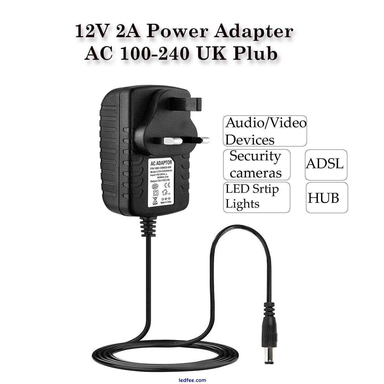 12V 2A AC/DC UK Plug Power Supply Adapter Charger Mains Transformer For LED CCTV 1 