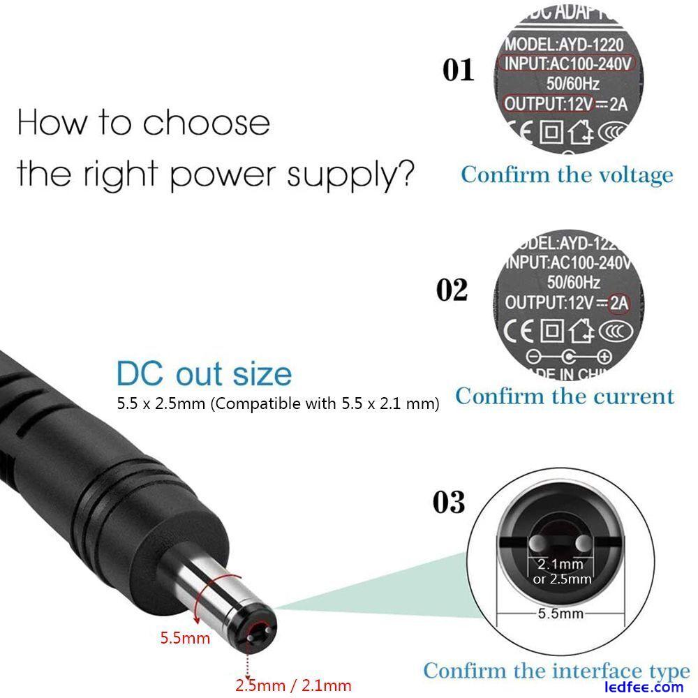 5V 12V 1A 2A 3A LED Strip Power Supply AC/DC Adapter UK Plug Charger 1 