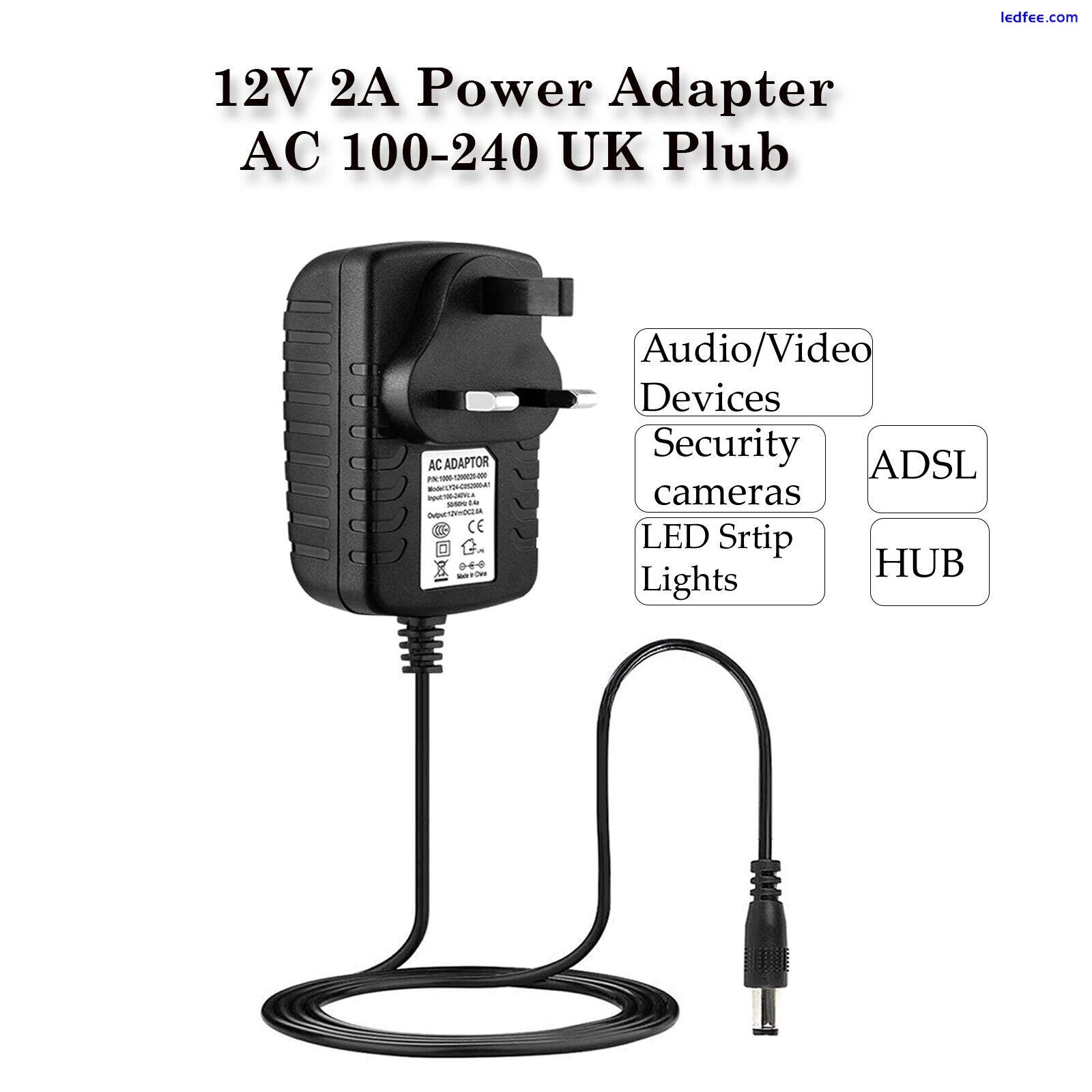 2A 12V UK Plug Power Supply AC DC Adapter Safety Charger LED Strip CCTV Camera 0 