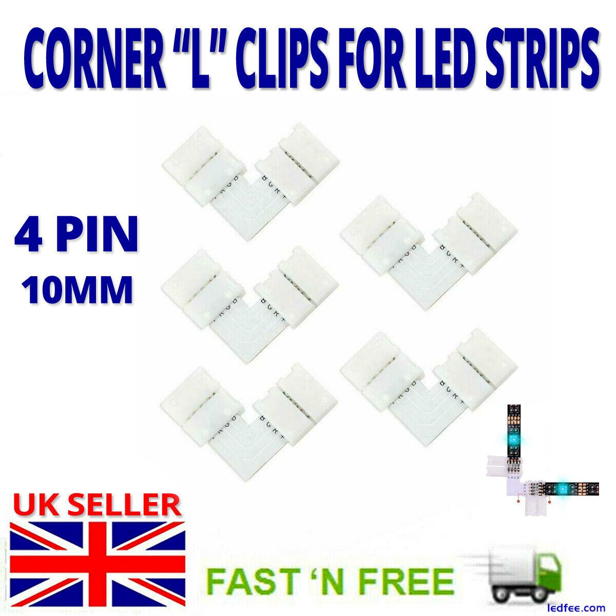  4 Pins Corner L Shape Clip Adapter Connector for 5050 3528 RGB LED Strip Light 0 