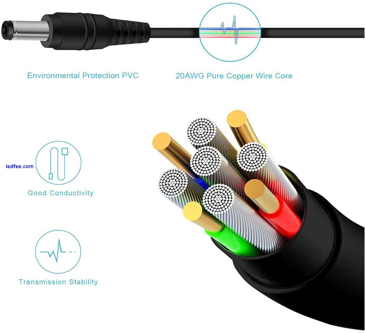 12V 1A,2A,3A DC POWER PLUG EXTENSION CABLE 5.5 x 2.1mm for CCTV LED/ DVR / PSU 2 