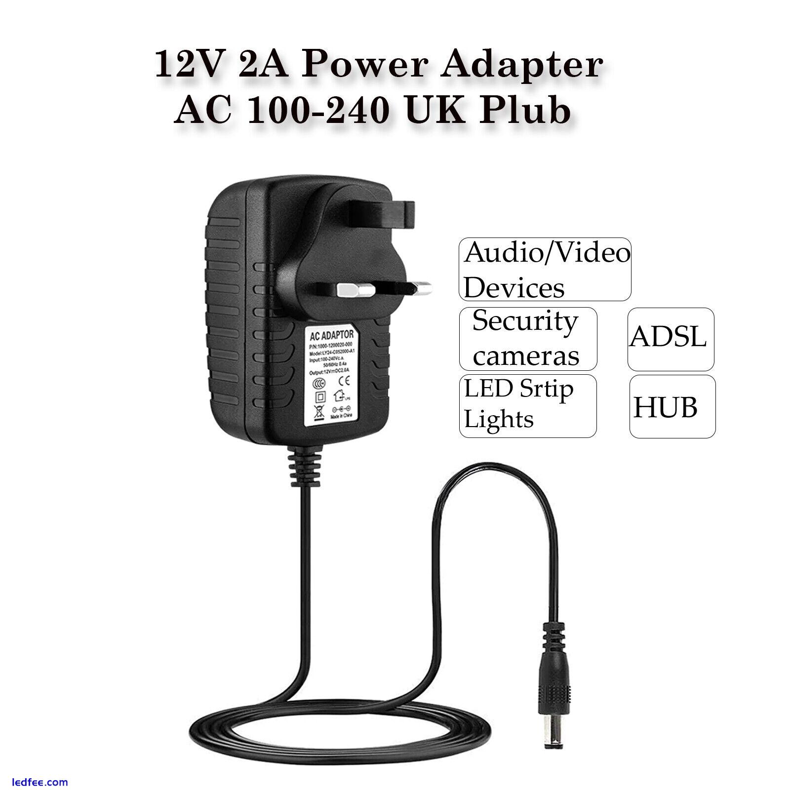 2A 12V AC/DC UK Power Supply Adapter Plug Transformer for CCTV Camera LED Strip 0 