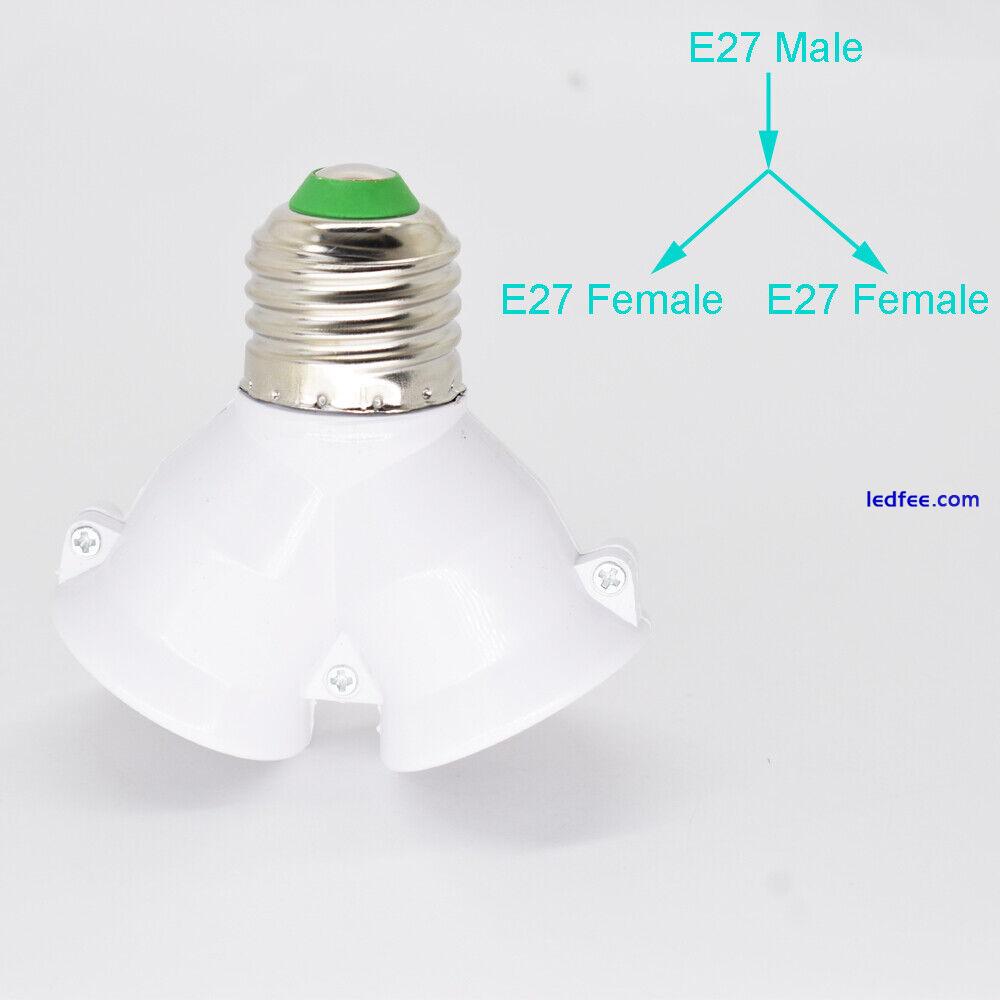 50pcs LED Light Lamp Bulb Socket E27 Male to 2 E27 Female Y Type Spliter Adapter 2 