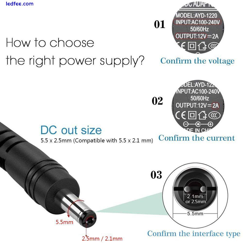 5V 12V 1A 2A 3A 100-240V LED Strip Charger UK Plug Power Supply AC/DC Adapter 1 