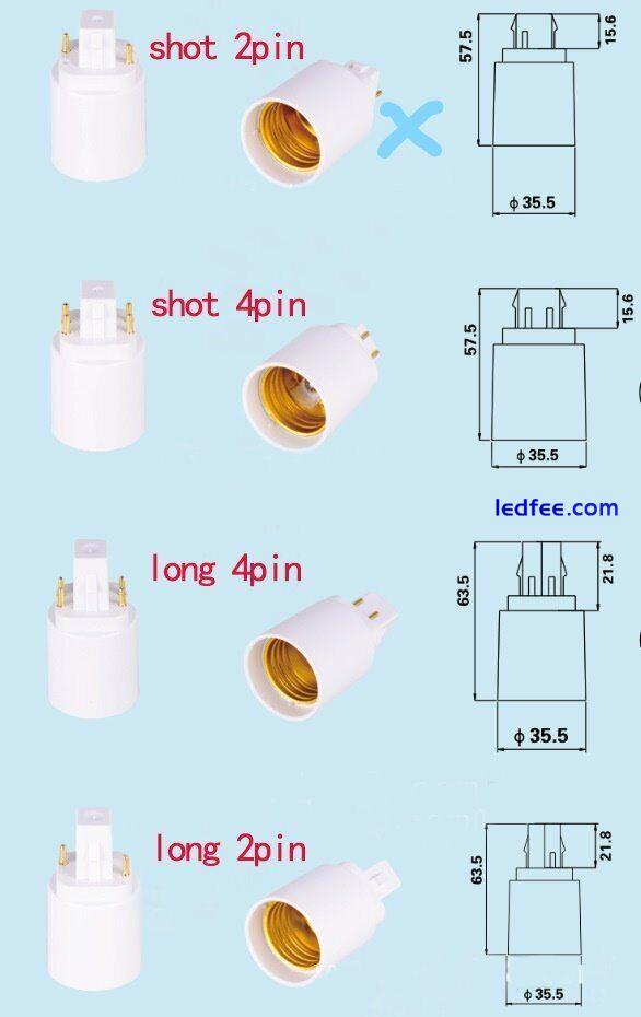 4x G24-D 2-Pin Adapter E27 Schraubgewinde Converter + LED 10W 6000K Kaltweiß 3 