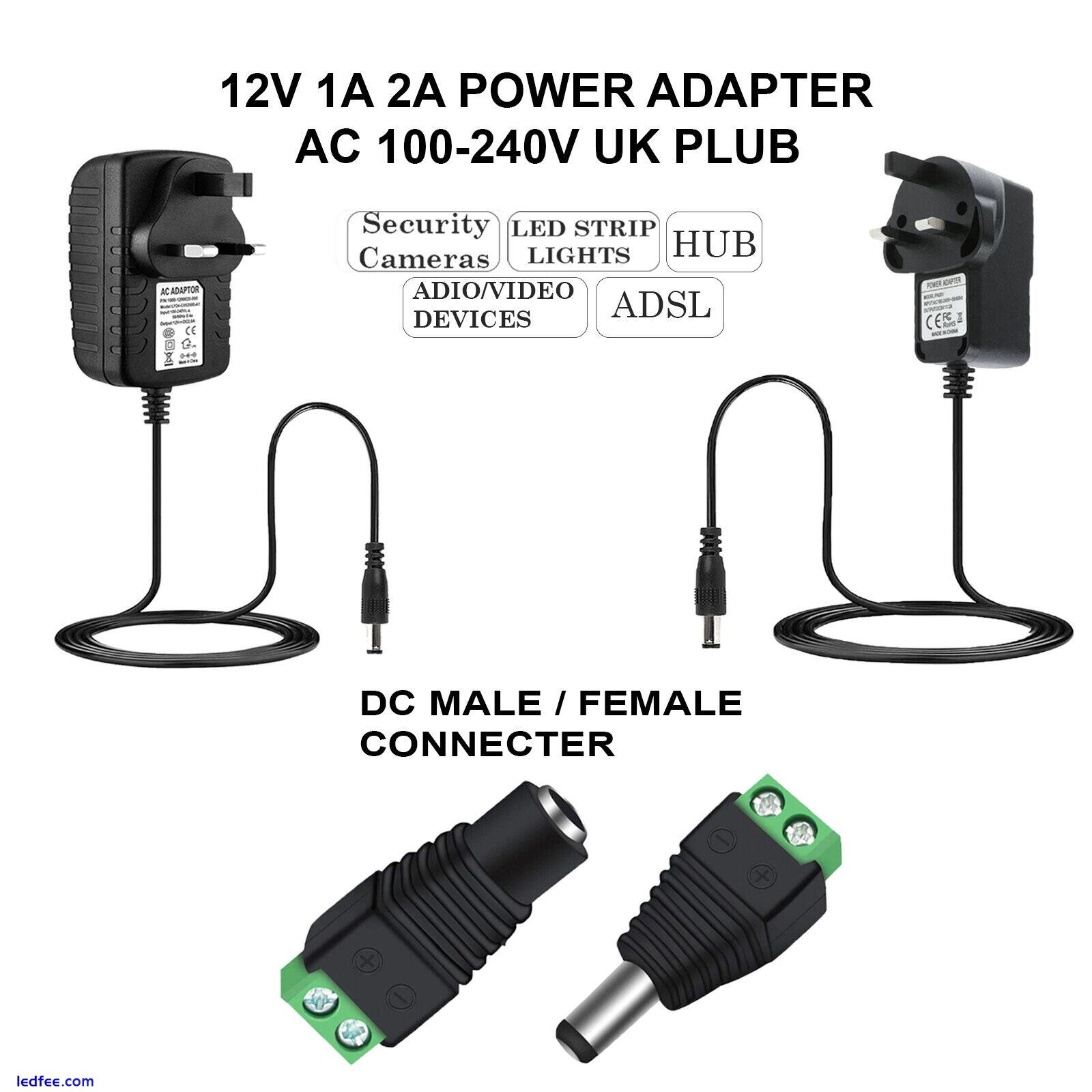 12V 1A/2A AC to DC Adapter Charger Power Supply LED Light Camera CCTV UK Plug UK 0 