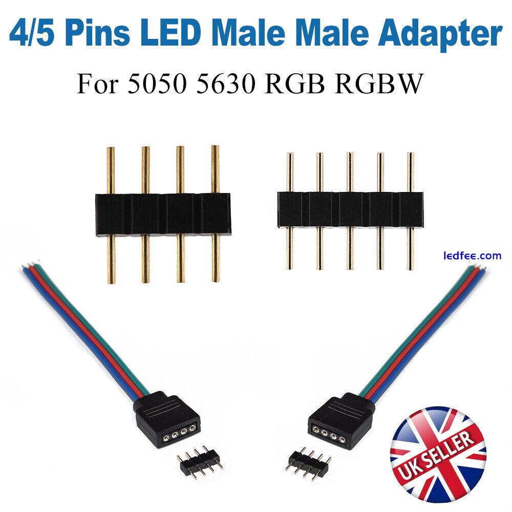 4/5 Pin Male Male Adapter Connector Clip LED Strip Part for SMD 5050 5630 RGB/W 0 