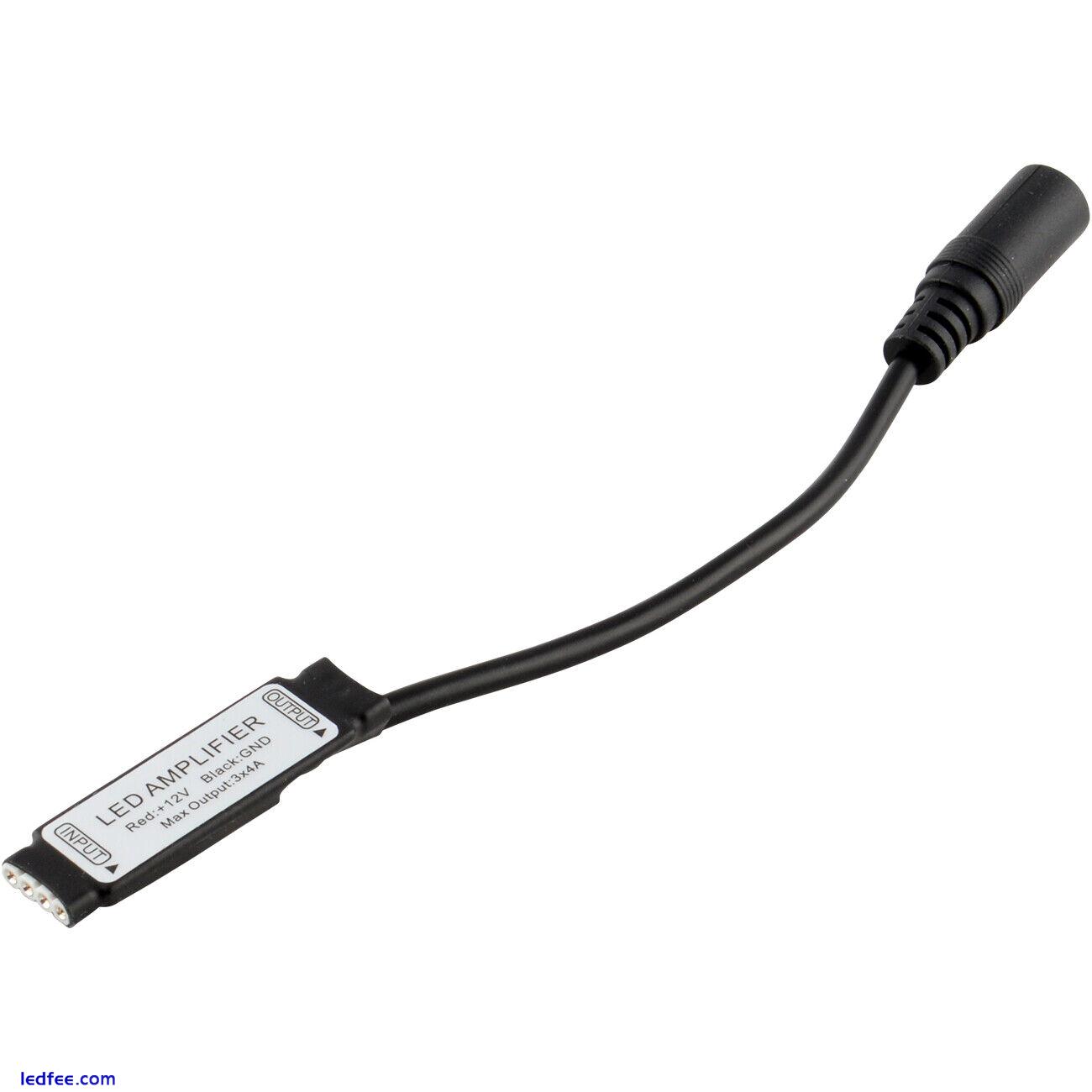 Mini Inline 12V LED Amplifier for RGB Strip Light with Barrel Connector, Black 0 