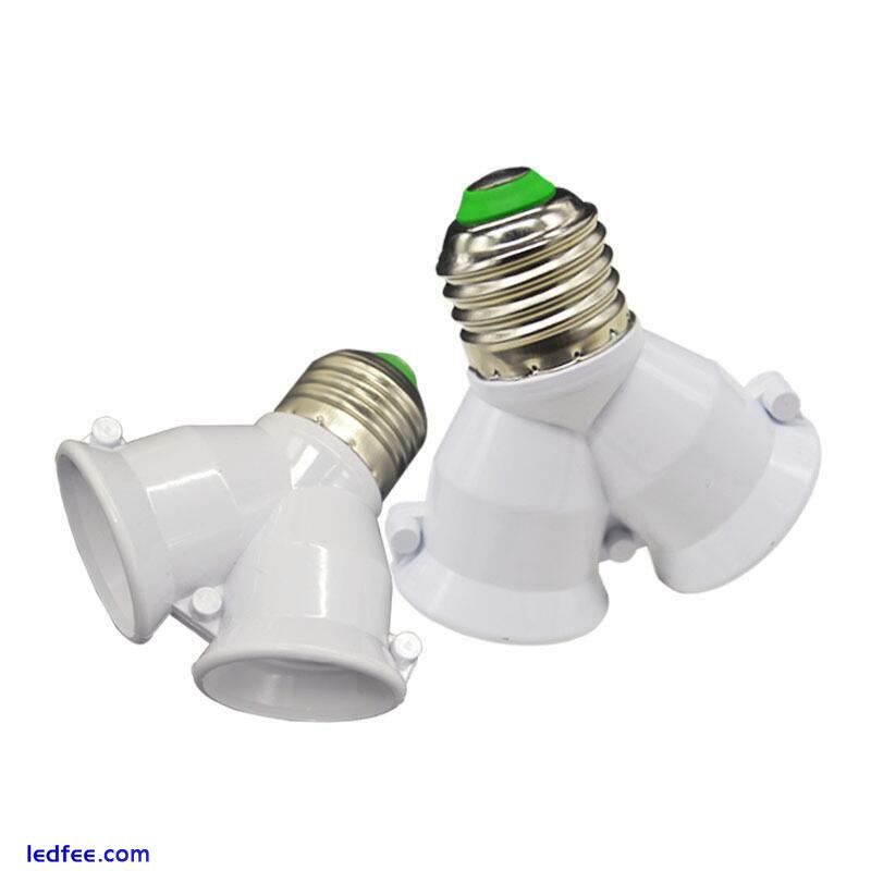 2x E27 Sockel Adapter 2 Wege Lichtverteiler Konverter Für Standard LED Lampen 0 