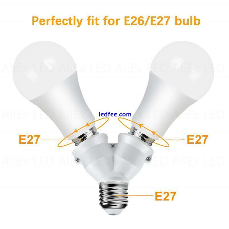 2x E27 Sockel Adapter 2 Wege Lichtverteiler Konverter Für Standard LED Lampen 4 