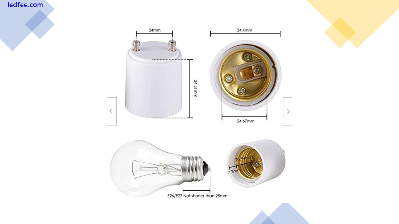 GU24 to Medium Base E27 E26 Adapter LED Light Bulb Converts Twist Lock 2-Pin 0 