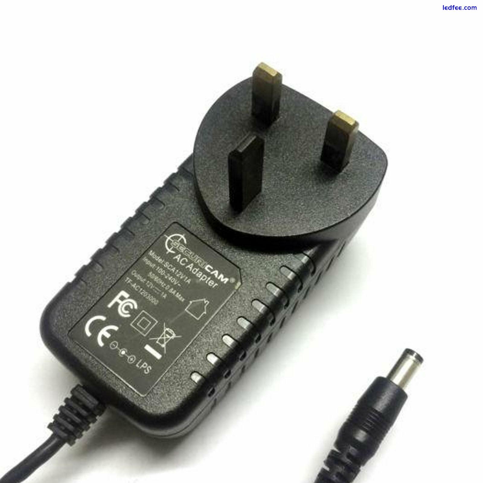 12V 1A DC UK Plug Power Supply Adaptor Transformer for LED Strips, CCTV TV. 12W 2 