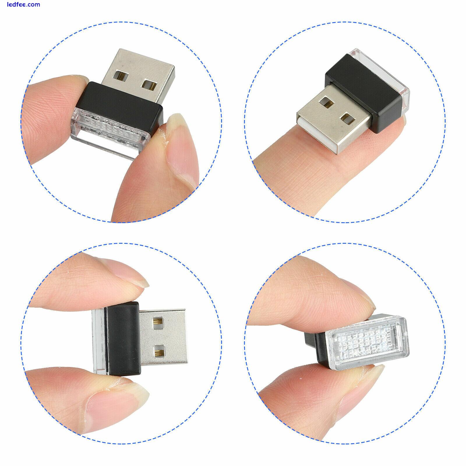 3x Mini WHITE LED USB Car Interior Light  Atmosphere Ambient Lamp Accessories 0 