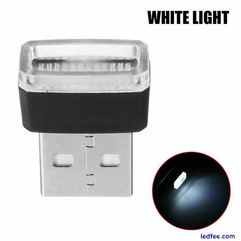 3x Mini WHITE LED USB Car Interior Light  Atmosphere Ambient Lamp Accessories 2 