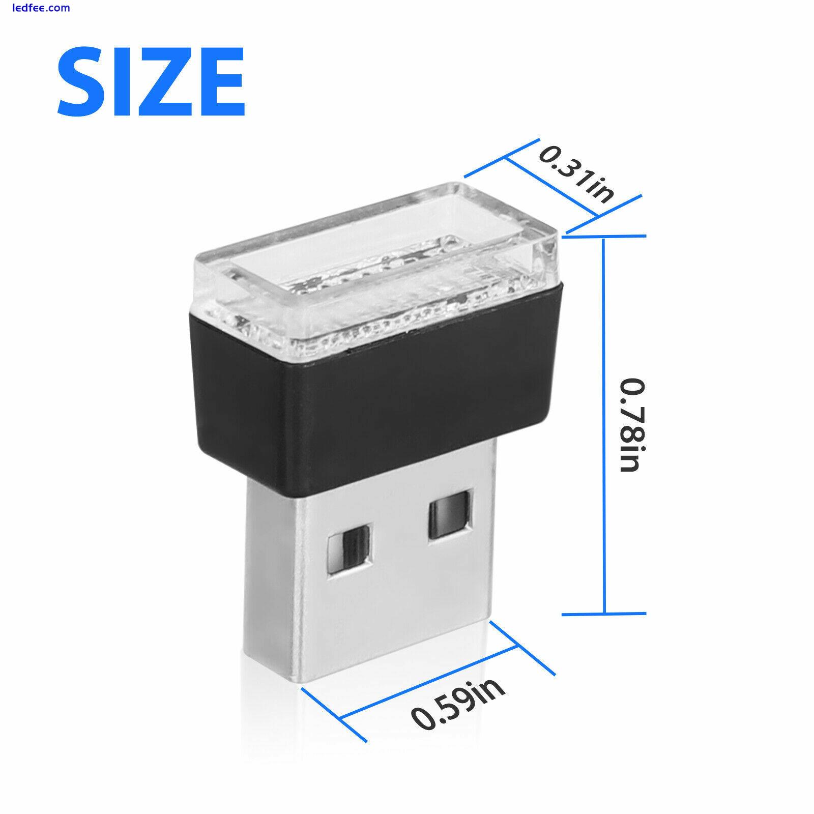 3x Mini WHITE LED USB Car Interior Light  Atmosphere Ambient Lamp Accessories 5 