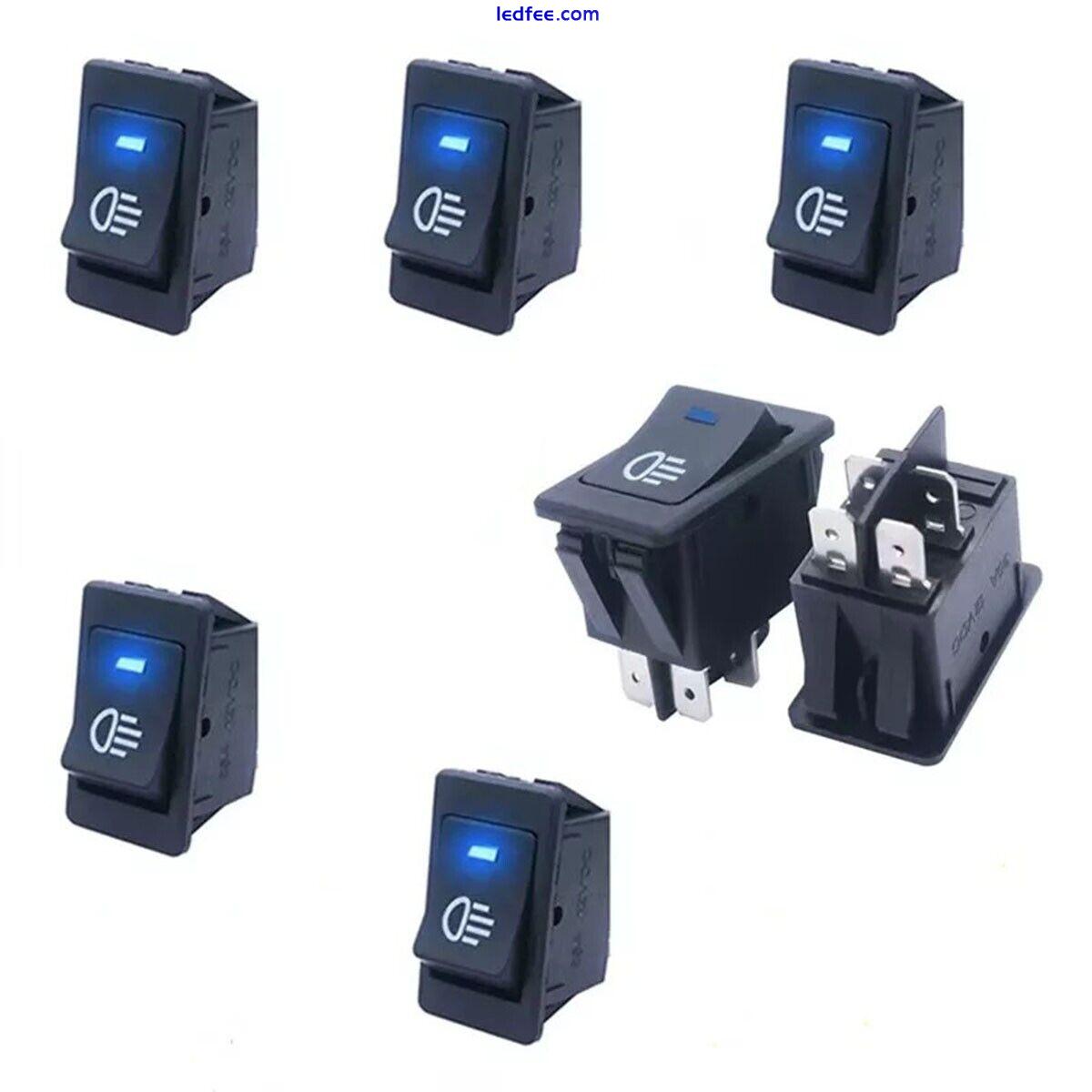 5x Car Interior Fog Light Rocker Toggle Switch Blue LED Dashboard Accessories 3 